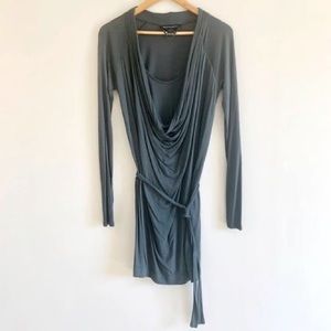 90’s French Connection Draped Front Dress Long Sleeve Dress
